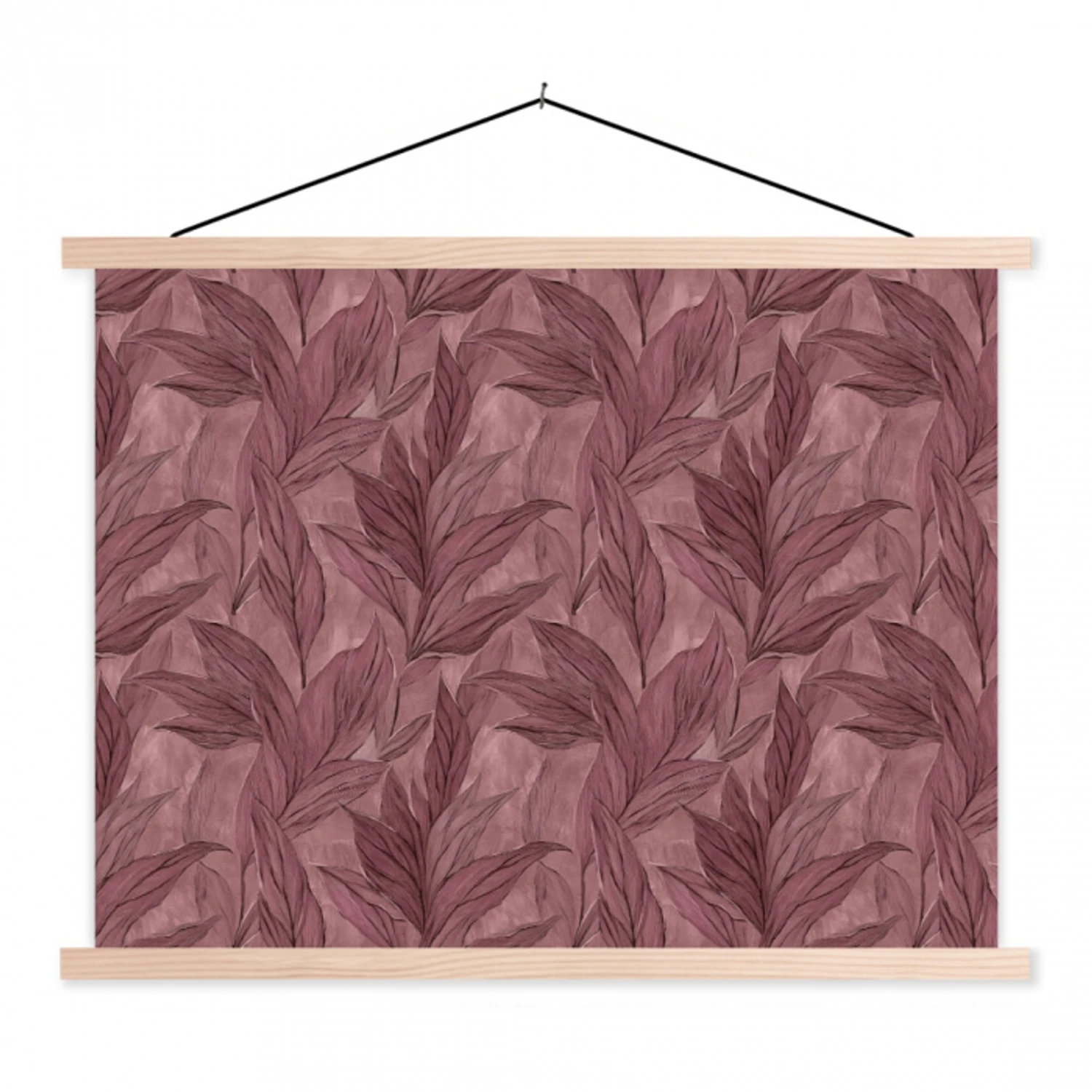 Bladeren - Patroon - Paars textielposter latten blank klein 122 -3d