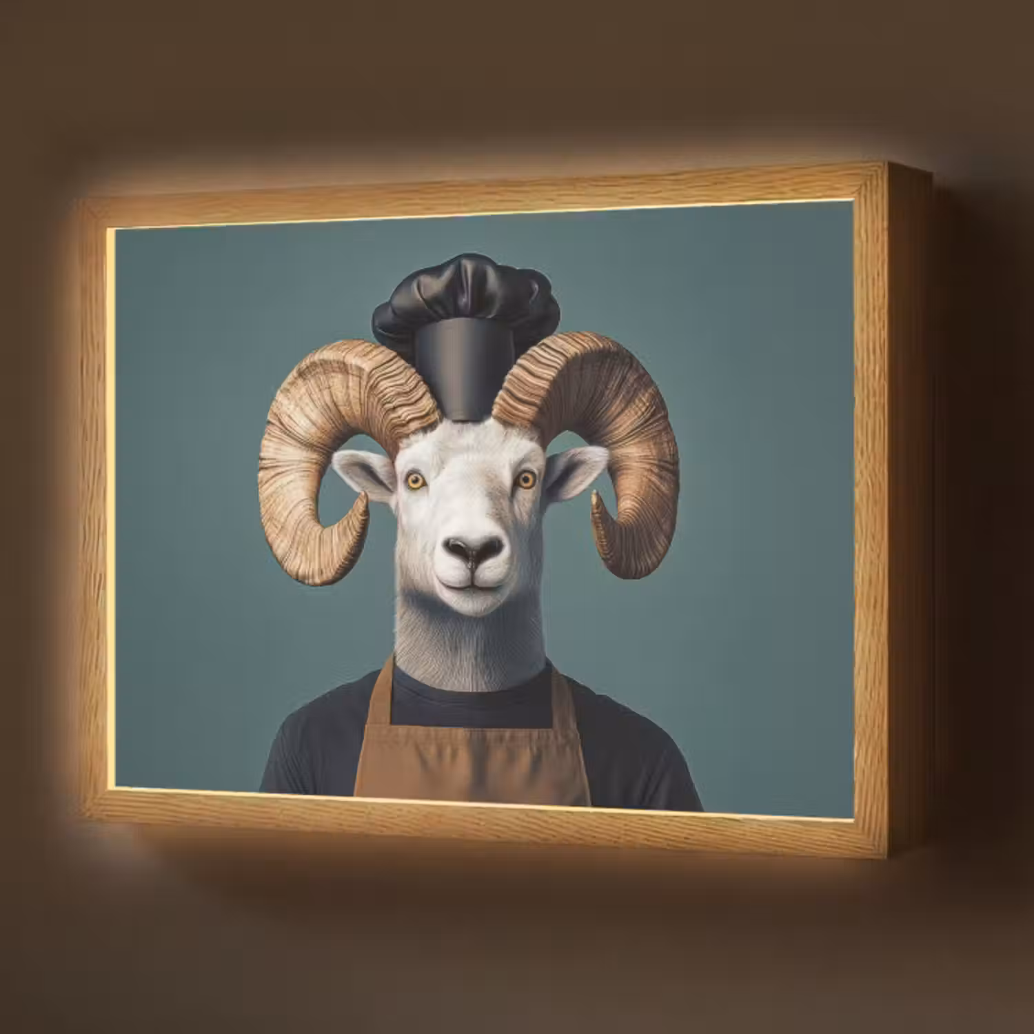 Lightbox - Wandlamp - Geit - Hoorns - Kokskleding