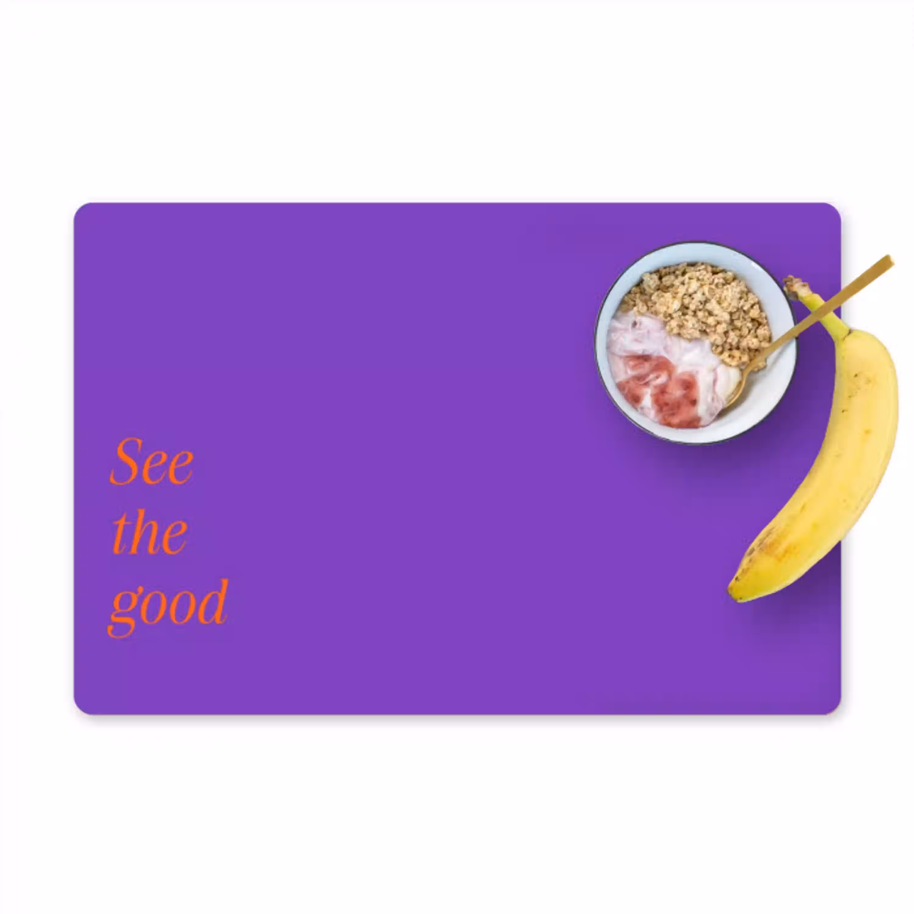 See the good - Oranje - Paars Placemat vinyl groot -zzzproduct_Kitchenyeah-website