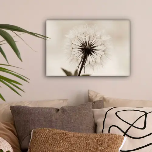 Paardenbloem - Minimalistisch - Wit canvas 2cm klein -sfeer1