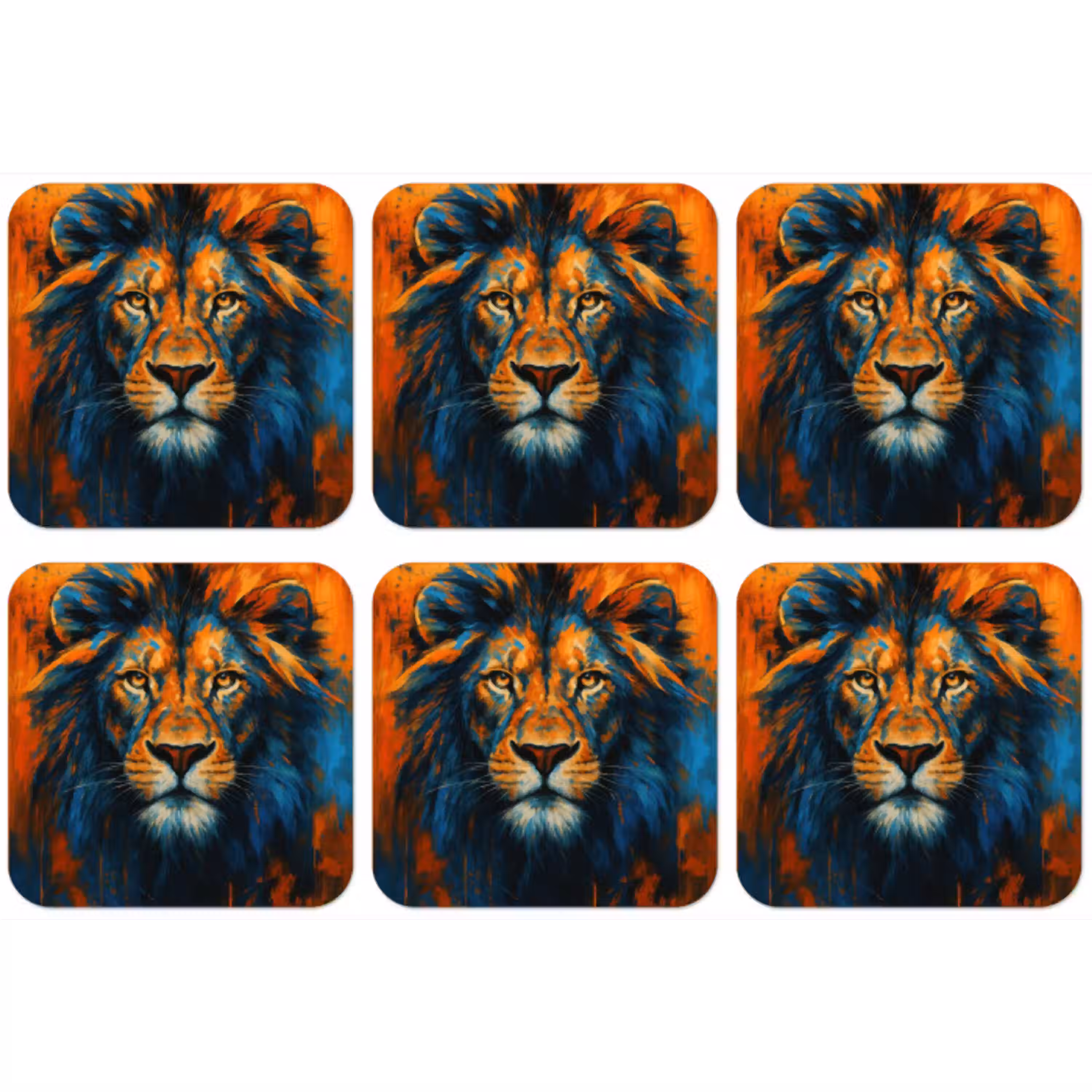 Schilderij - Leeuwenkop - Oranje onderzetter kurk middel -zkaufland3dotto