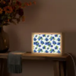Bessen - Patroon - Blauw Light Box met kabel (Tafellamp) klein 924 -sfeer4