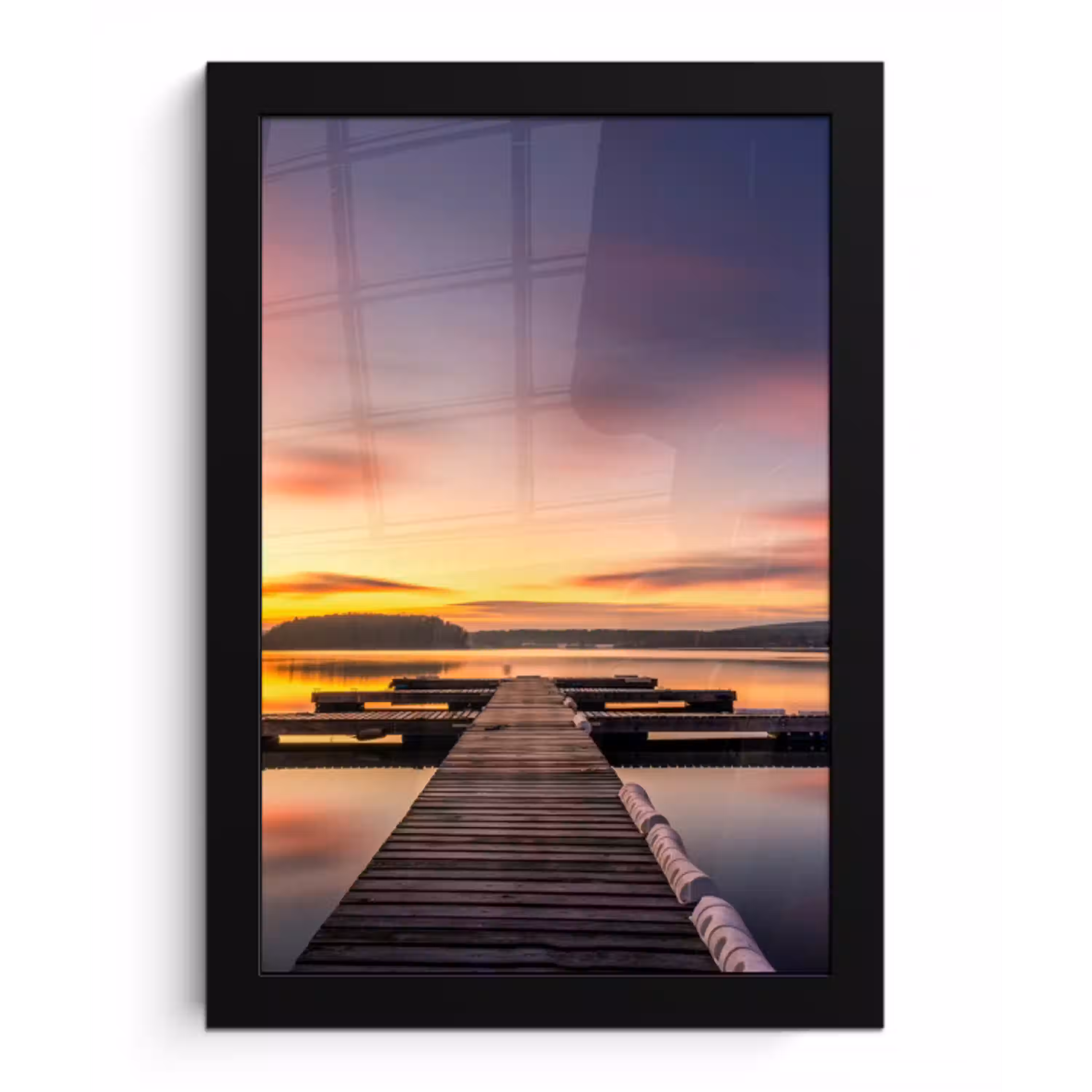 Steiger - Zonsondergang - Water - Zee - Reflectie fotolijst zwart zonder passe partout klein -3d