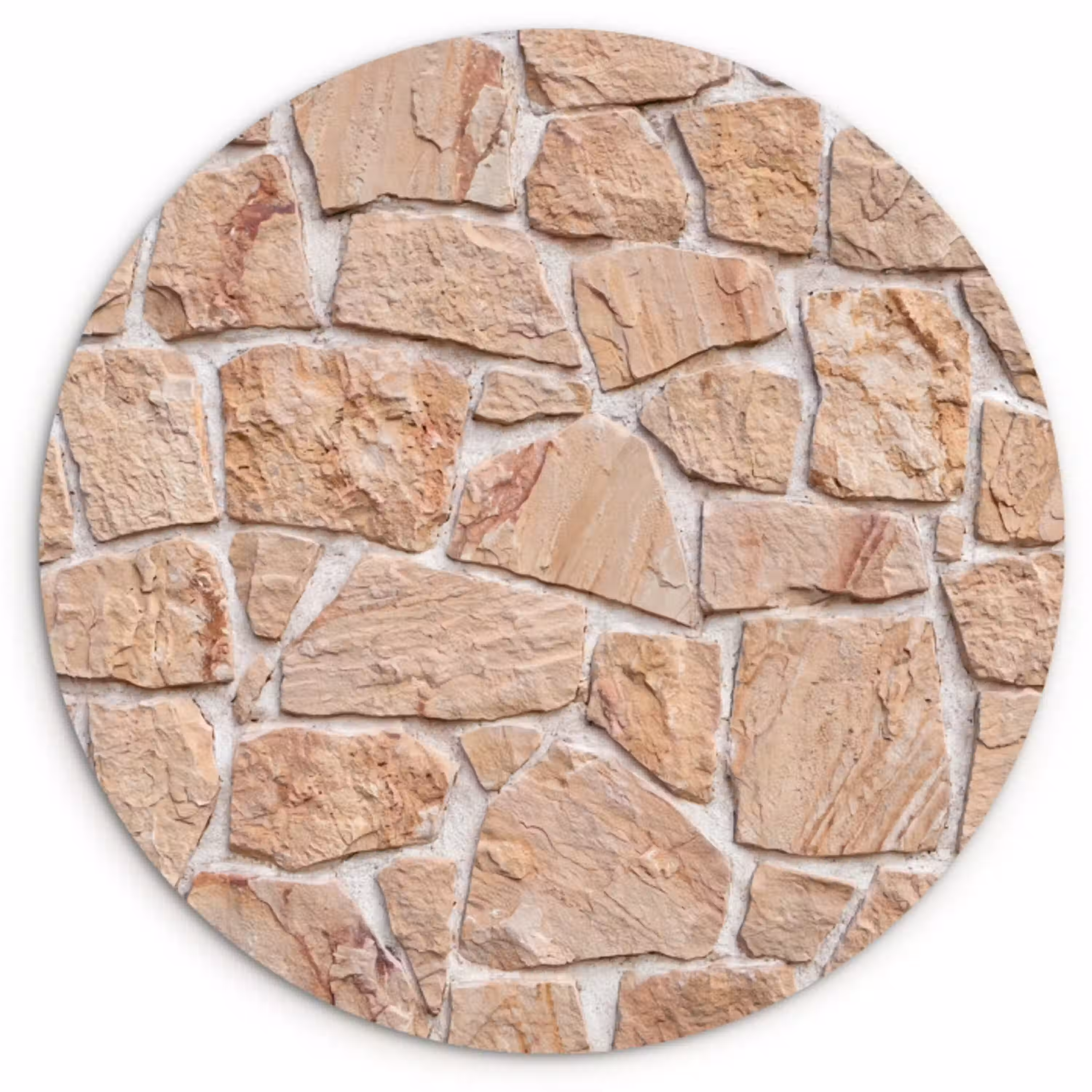 Muur - Steen - Patroon - Rustiek - Beige Wandcirkel kunststof plaat 5mm dik klein -3d