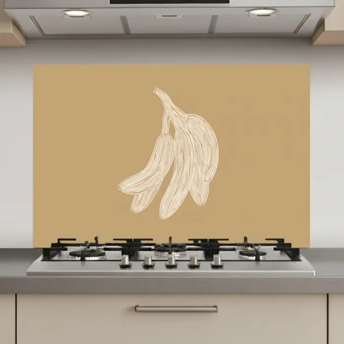 Bananen - Beige - Lijntekening - Minimalistisch keuken achterwand spatscherm klein -3d_website
