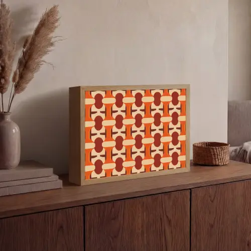 Geometrisch - Retro - Oranje Light Box met batterij (Wandlamp) middel 907 -sfeer2