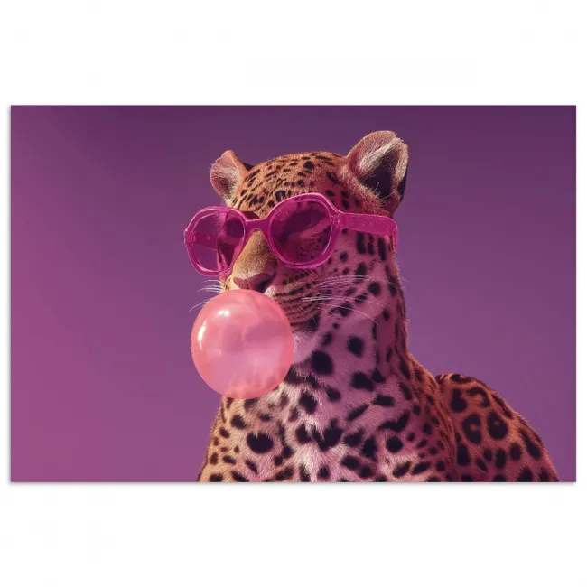 Poster - Panter - Zonnebril - Kauwgombel - Roze