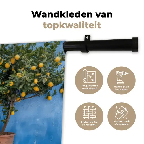 Citroenbomen - Geel - Deur - Potten Wandkleed katoen klein -sfeer2