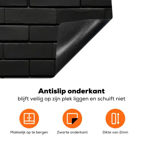 Grijs - Baksteen - Patroon - Stenen Inductie beschermer vinyl 3mm klein -zzzzzzz-td-onderkant