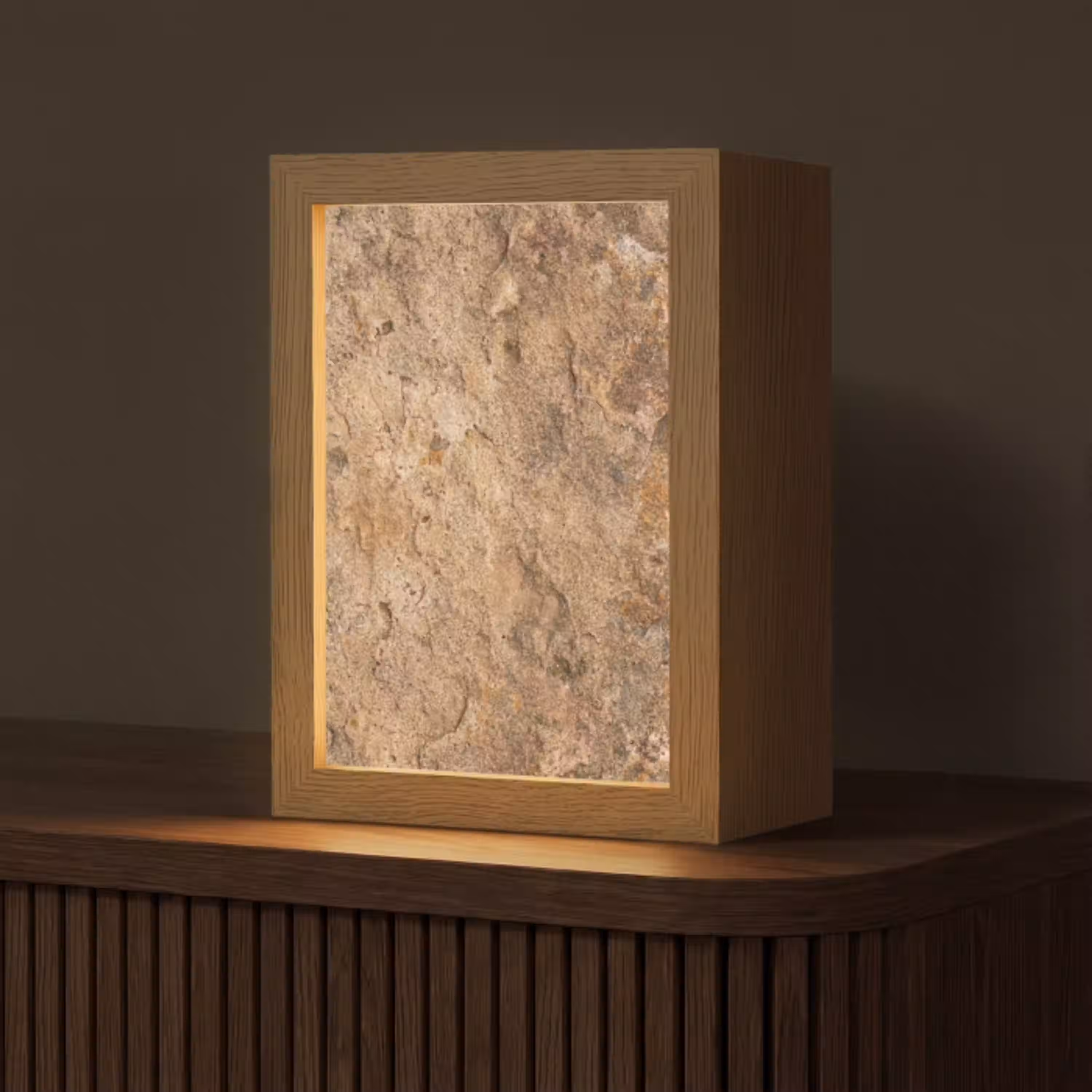 Steen - Natuur - Textuur - Abstract - Bruin Light Box met kabel (Tafellamp) klein -z3d_website