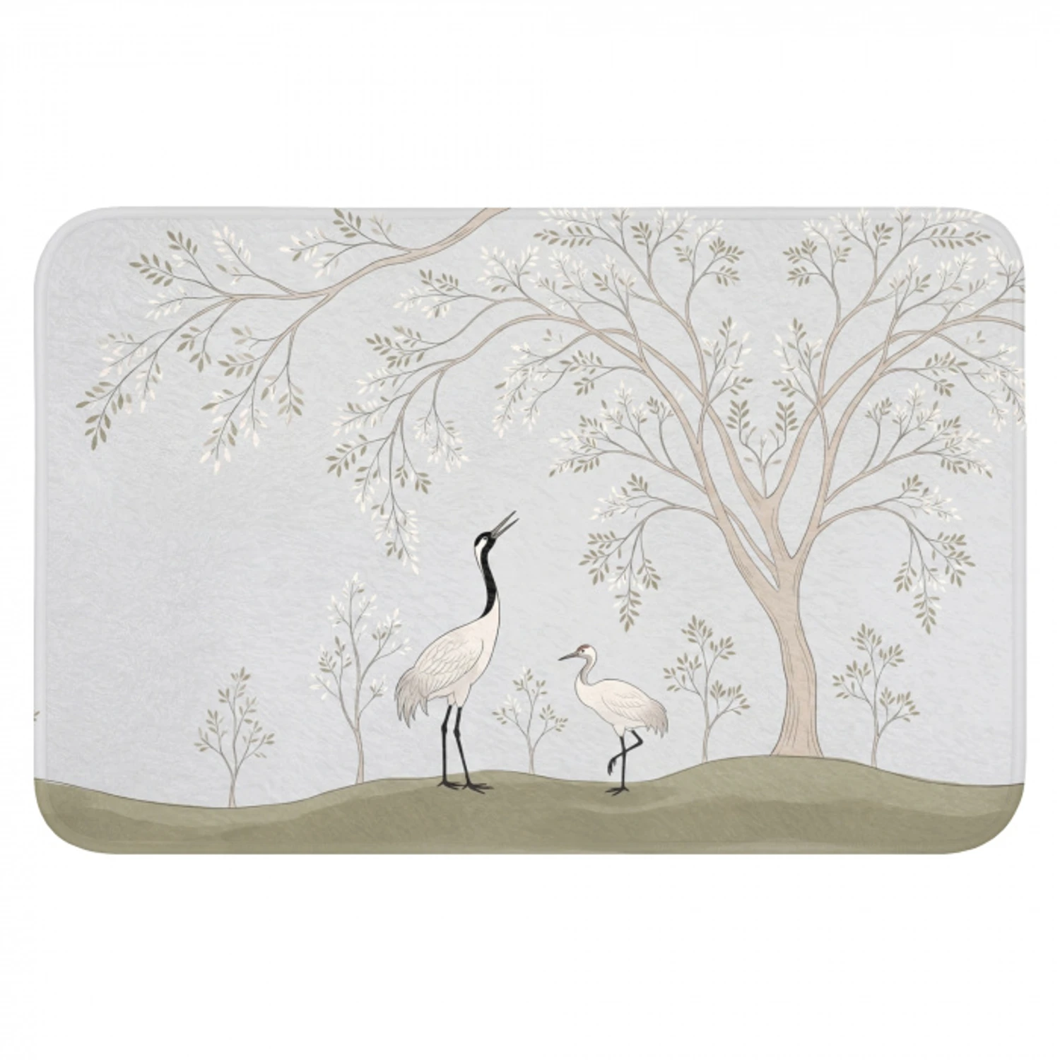 Minimalistisch - Kraanvogels - Blauw Badmat klein -3d