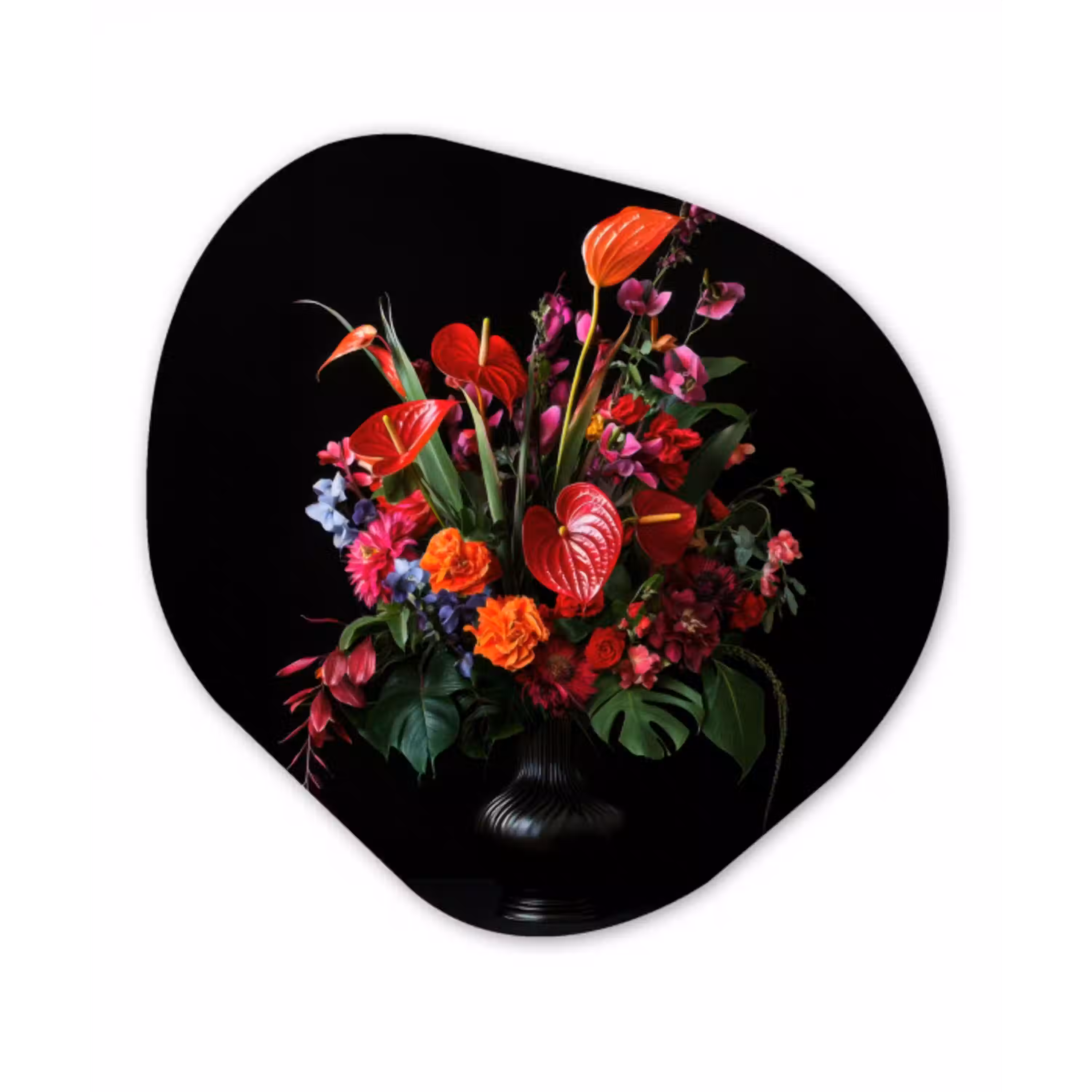 Bloemen - Boeket - Sierlijk Wandcirkel Organisch Plexiglas middel -3d