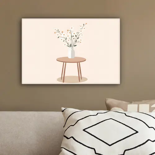 Vaas - Bloemen - Madeliefjes - Beige canvas 2cm klein -sfeer3