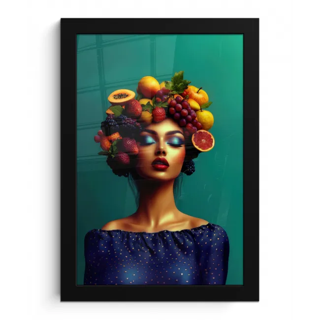 Vrouw - Hoodtooi - Tropisch - Fruit - Druiven fotolijst zwart zonder passe partout klein -3d