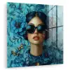 Vrouw - Bloemen - Vlinders - Blauw - Abstract plexiglas 5mm klein -zzzproduct_nieuw