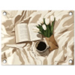 Boek - Illustratie - Tulpen - Koffie tuinposter los doek klein -3d