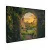 Poort - Planten - Zonsondergang Tuinposter op houten frame 2 cm dik klein -3d