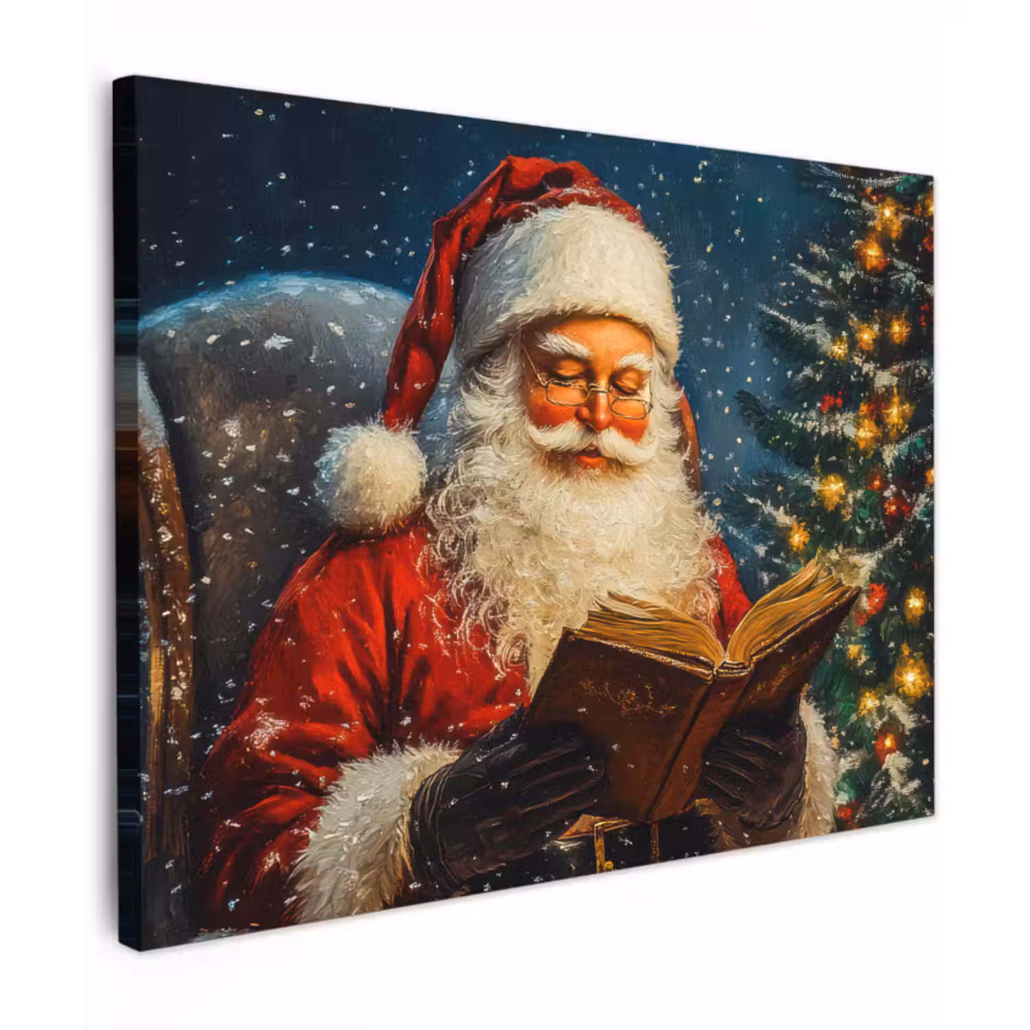 Canvas schilderij - Kerstman - Kerst - Winter - Kerstboom