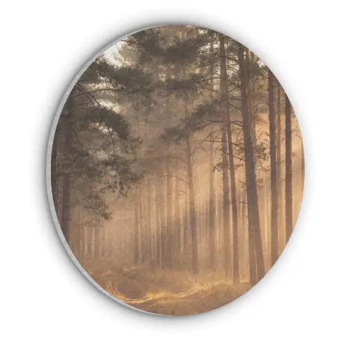 Bos - Mist - Zonlicht Akoestische PET Vilt - Rond klein -3d