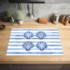 Vier schelpen - Blauw - Wit - Strepen Inductie beschermer vinyl 3mm klein -sfeer5