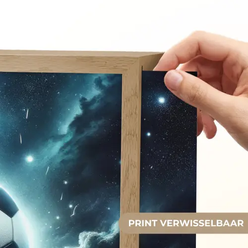 Voetbal - Galaxy - Ruimte - Sport - Blauw Light Box met batterij (Wandlamp kind) middel -USP_websiteprintNL
