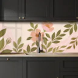 Grafisch - Bloemen - Roze keuken achterwand 2 middel -sfeer1