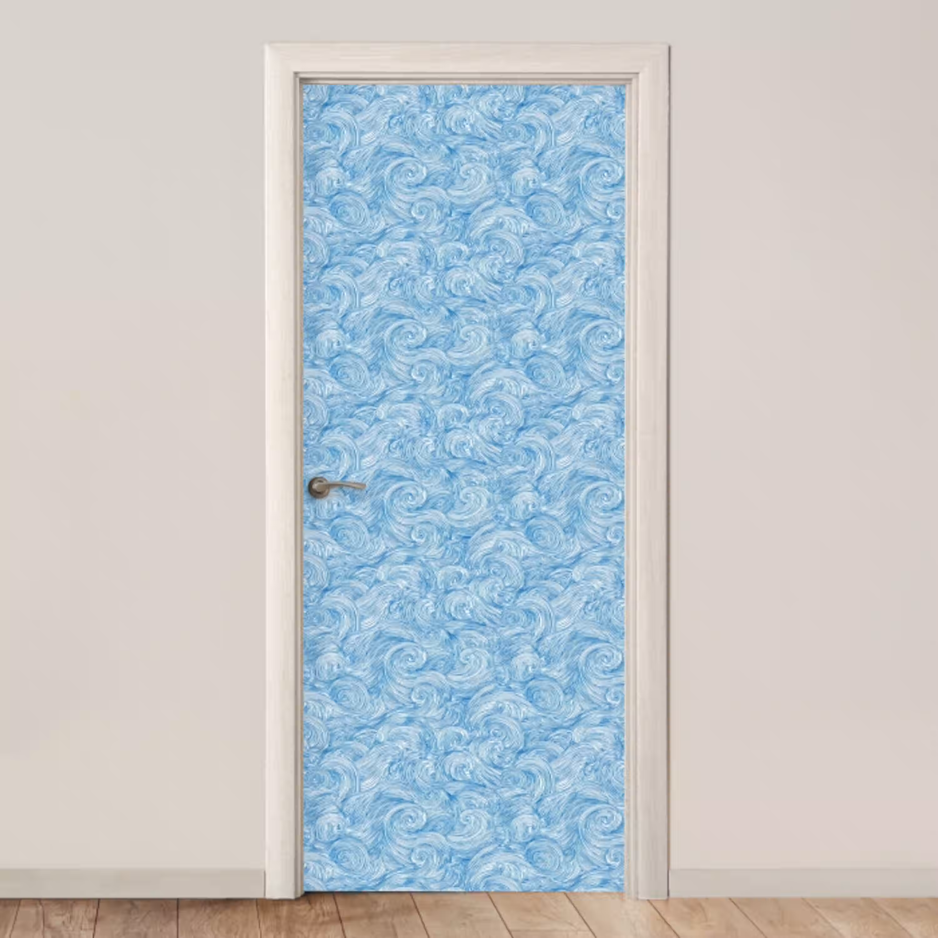 Blauw - Wit - Spiraal - Golven - Lijnen deurposter klein 289 -3d_beige