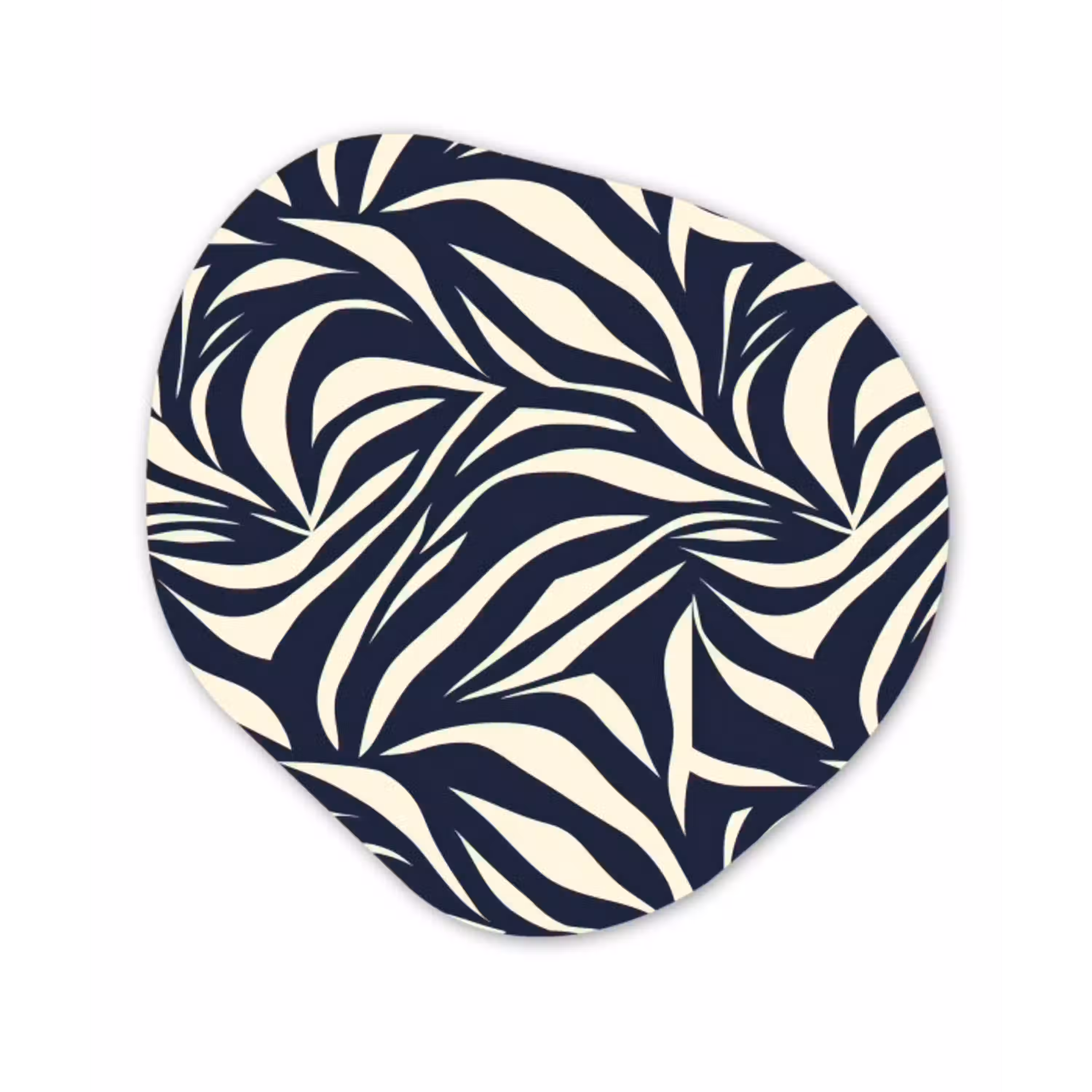 Bladvormen - Blauw - Patroon - Wit Wandcirkel Organisch Aluminium middel 851 -3d
