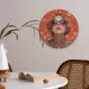 Vrouw - Kleurrijk - Dierenprint - Bloemen Akoestische PET Vilt - Rond klein -sfeer3