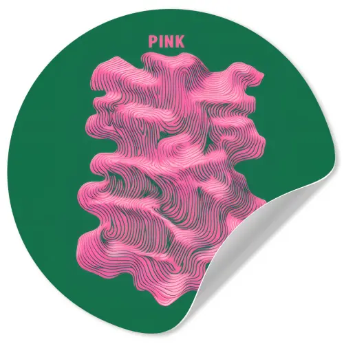 Abstract - Pink - Lijnen - Groen Wandcirkel behangsticker klein -3d