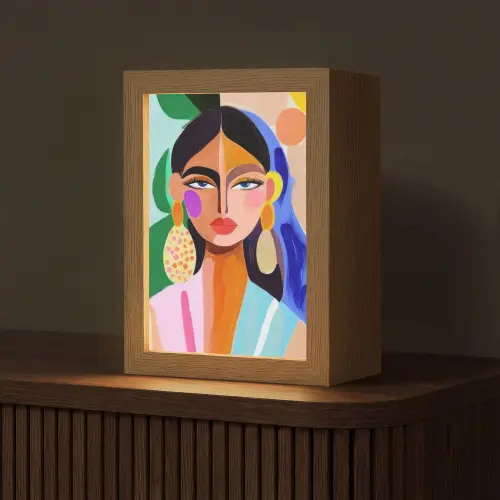 Portret - Vrouw - Modern Light Box met kabel (Tafellamp) klein -z3d_website
