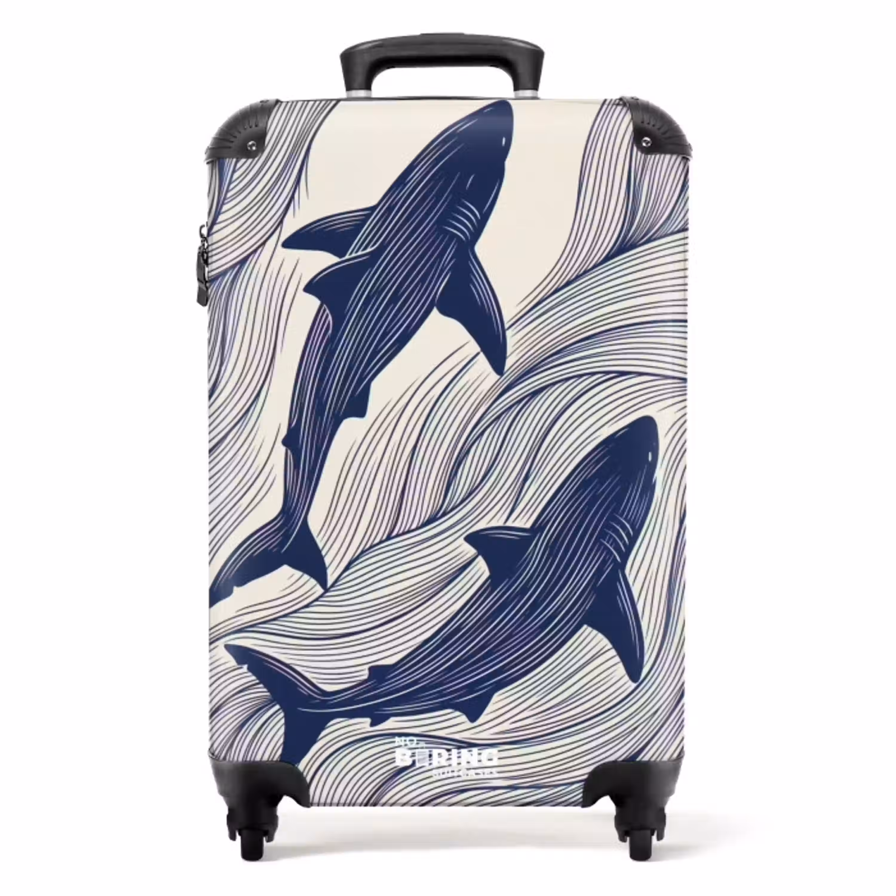 Vis - Oceaan - Lijntekening - Blauw - Dieren NBS - Handbagage koffer - Volwassenen Unisex middel -productfoto_recht