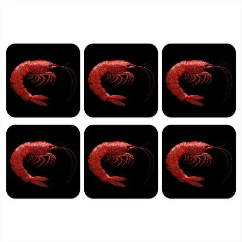 Garnaal - Rood - Dieren onderzetter kurk middel -3d