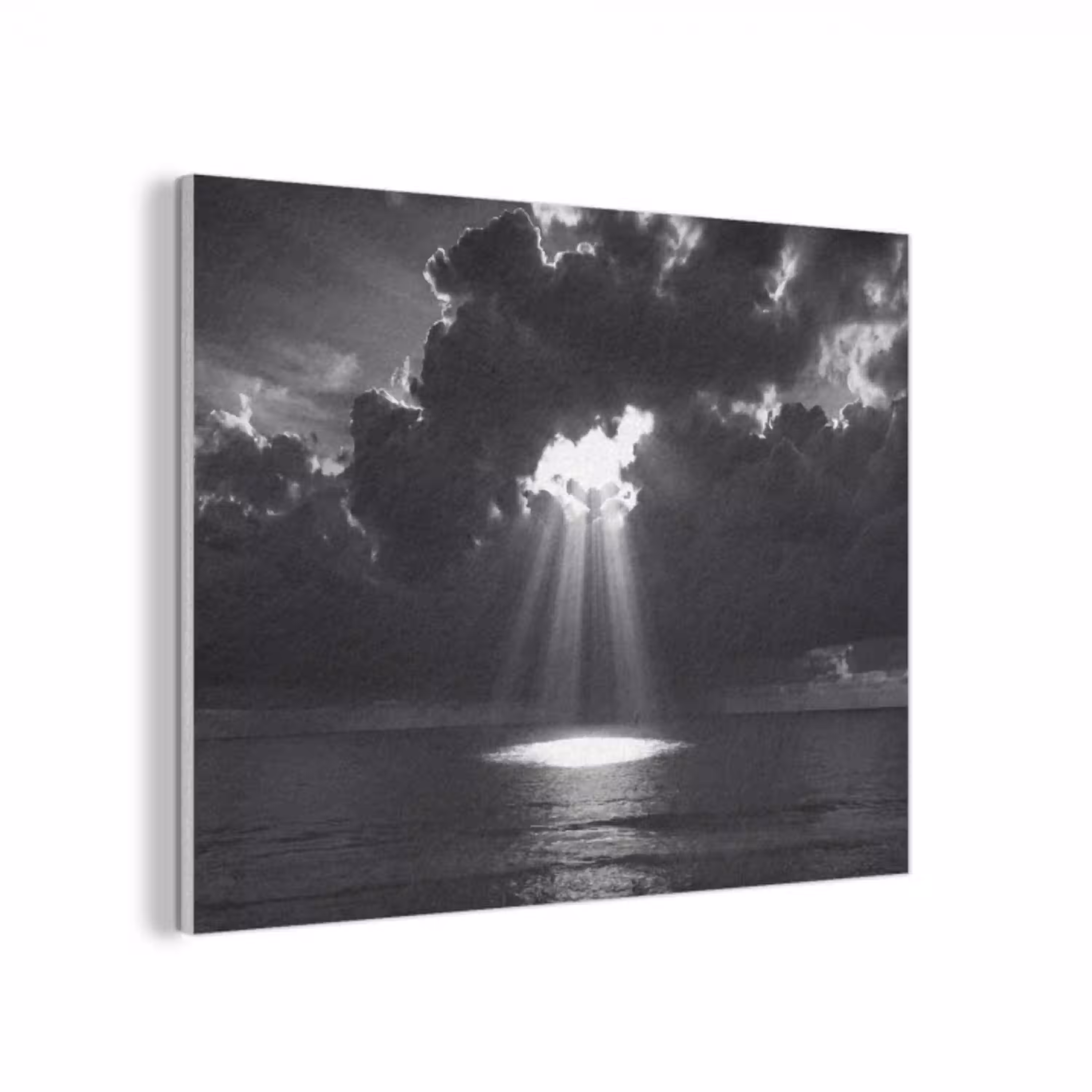 Licht - Wolken - Zee - Zwart-wit - Natuur PET vilt klein -3d