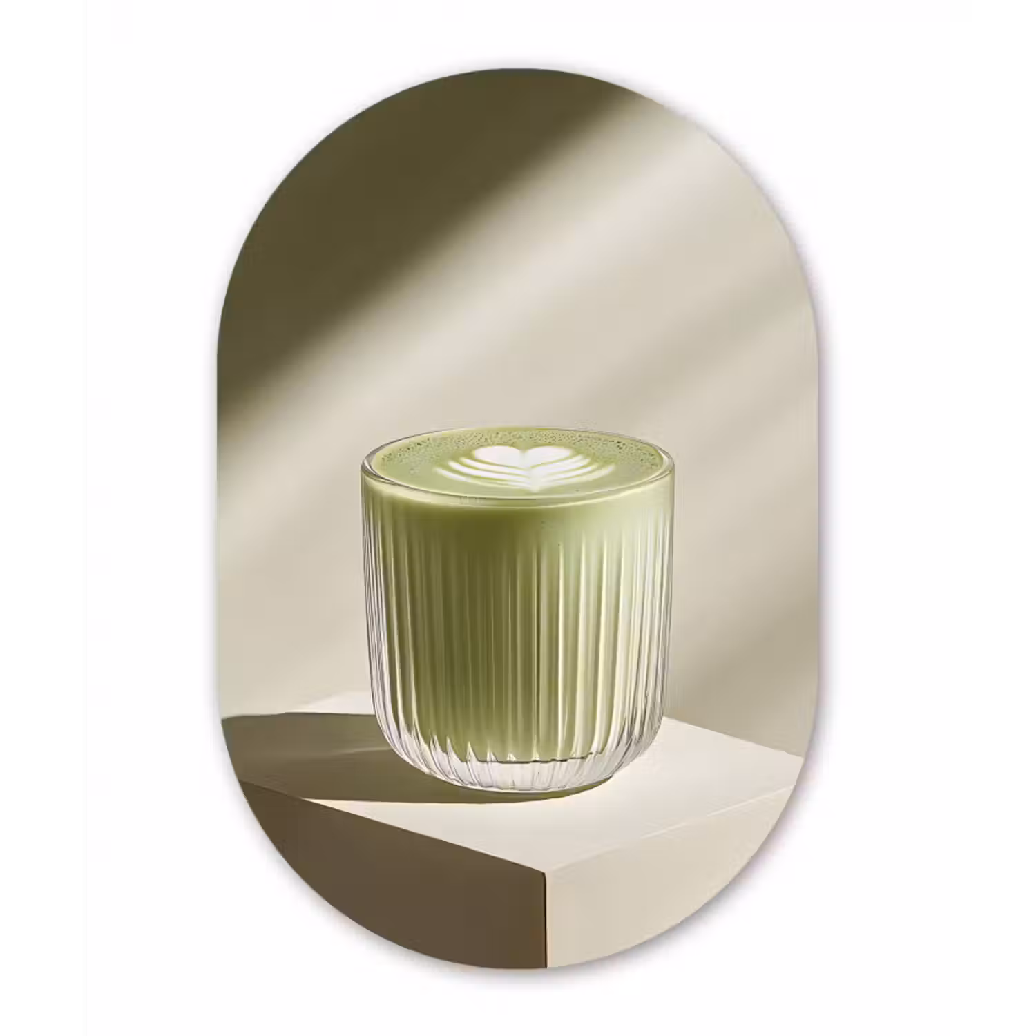 Glasbild Oval - Matcha - Glas - Grün - Minimalistisch