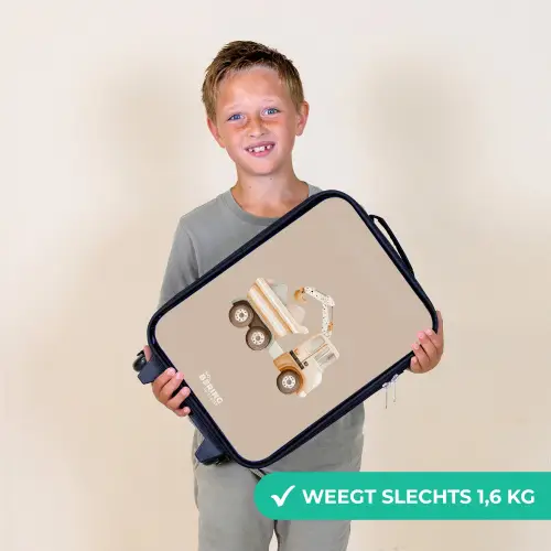 Gele kiepwagen in neutrale kleuren Kinderkoffer - Zwart klein -sfeer4_NL
