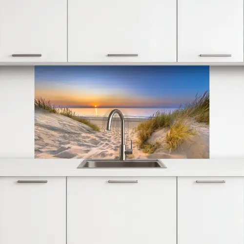 Duin - Zonsondergang - Horizon - Strand - Gras keuken achterwand 2 middel -3d
