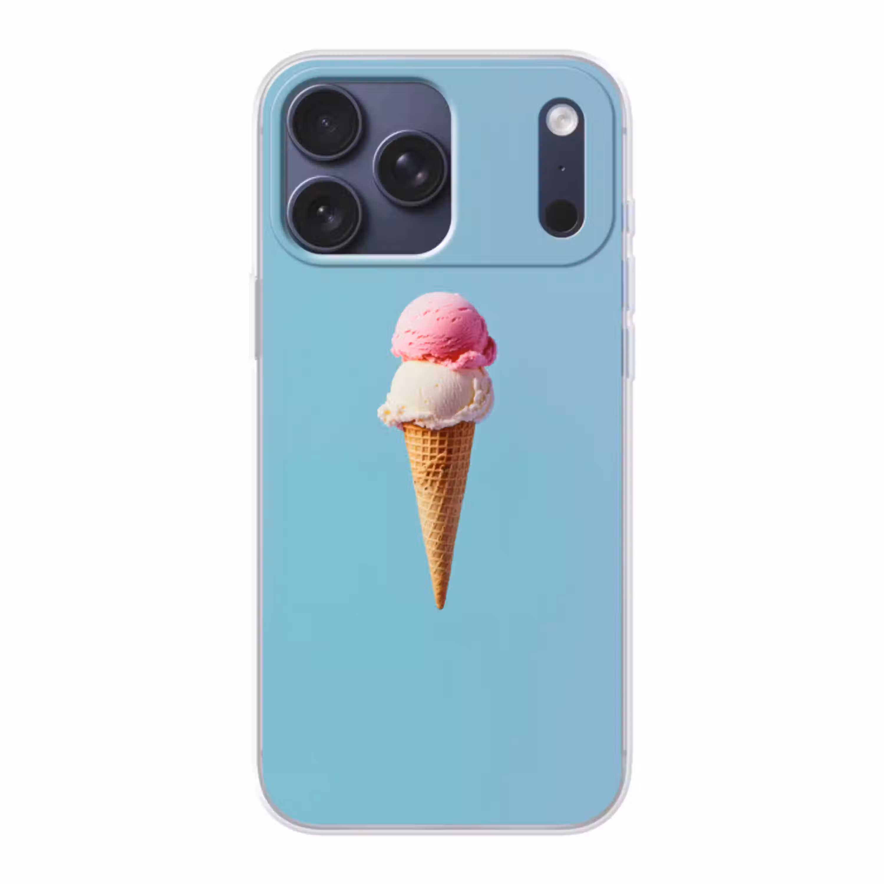 Bolletjes - Schepijs - Hoorntje - Blauw Telefoonhoesje iPhone 17 Pro Max klein -3d