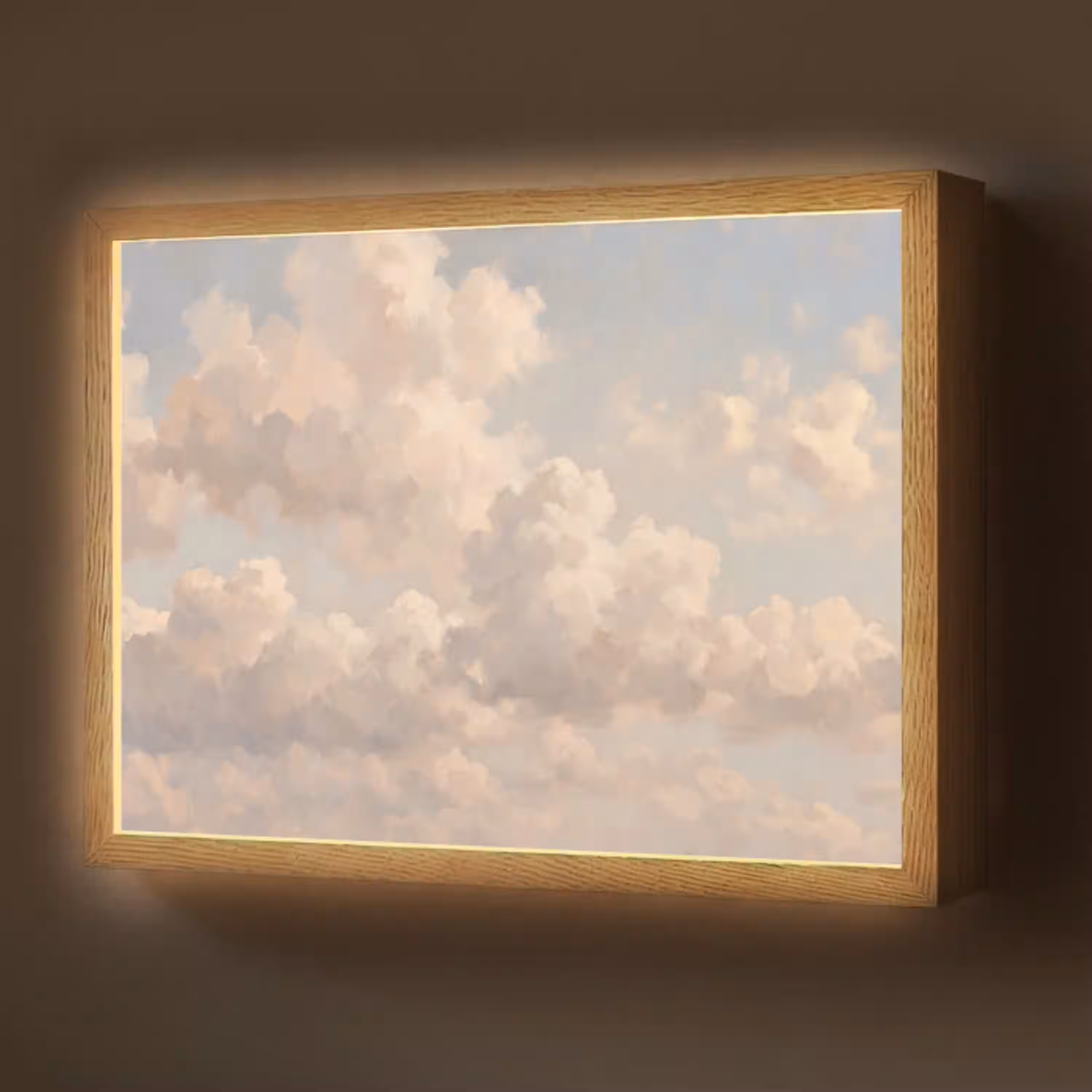 Wolken - Zacht - Natuur - Klassiek - Beige Light Box met batterij (Wandlamp) middel -z3d_website