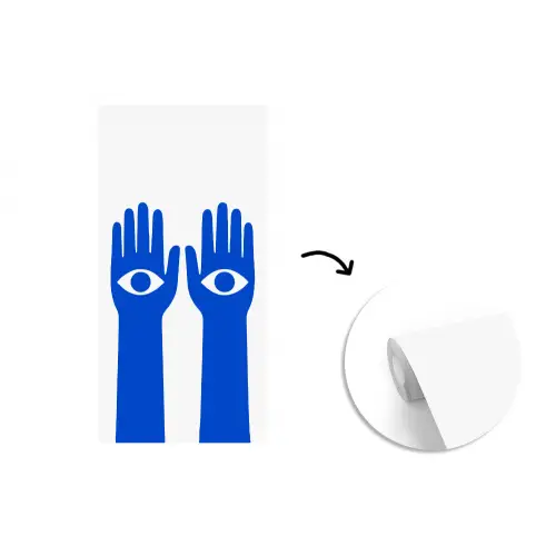Handen - Twee - Ogen - Blauw fotobehang vinyl groot -3d
