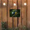 Vogel - Tak - Geel - Bladeren tuinposter los doek klein -sfeer1