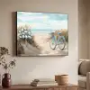 Strand - Zee - Fiets - Vintage - Bloemen Textielframe zwart klein -sfeer3