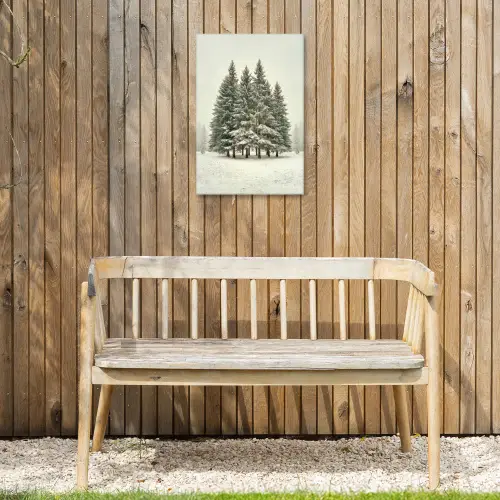 Bomen - Sneeuw - Wit Tuinposter op houten frame 2 cm dik klein -sfeer4