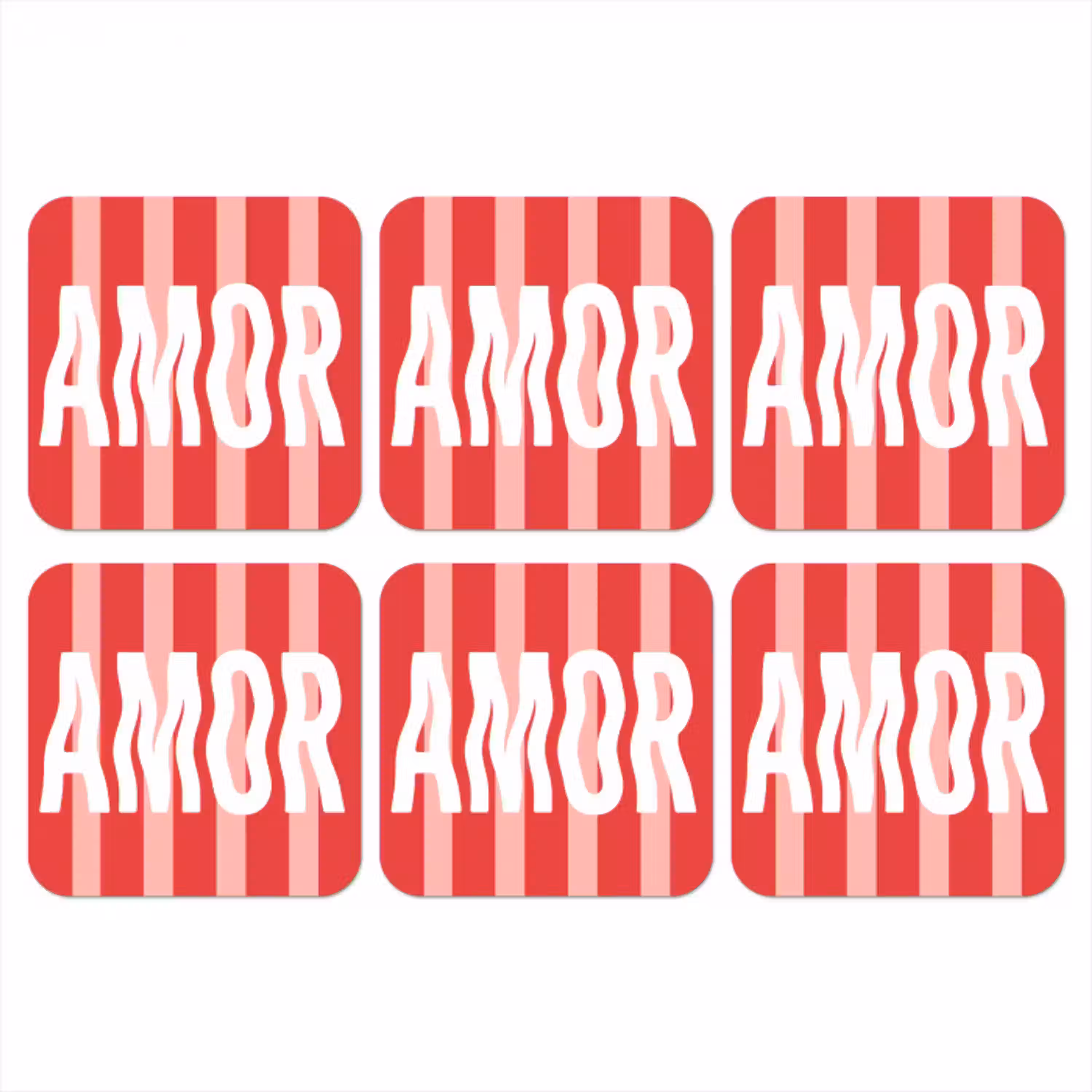 Amor - Strepen - Rood - Roze onderzetter kurk middel -3d