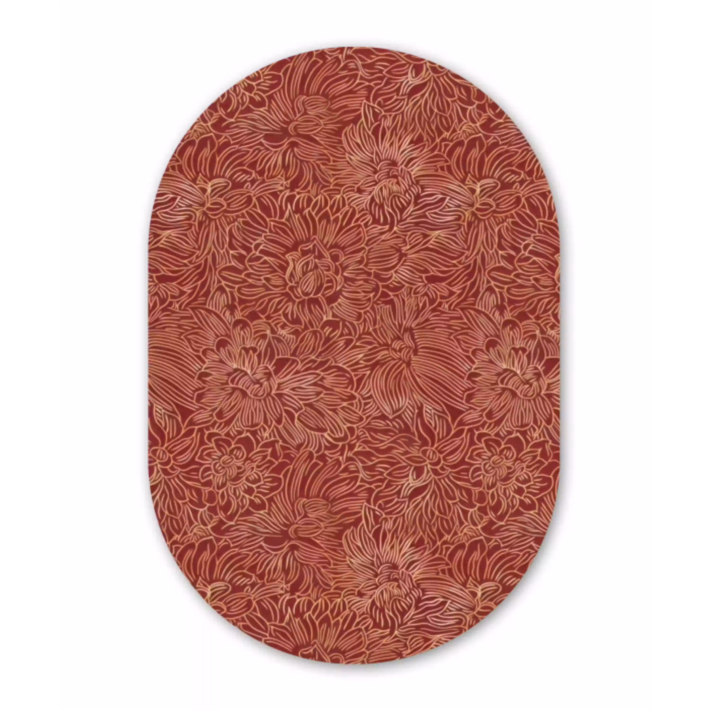 Bloemen - Motief - Rood Wandcirkel Ovaal Aluminium middel 839 -3d