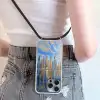 Skyline - Wolkenkrabbers - Water - Blauw Hoesje iPhone 16 Pro Max met koord klein -sfeer5