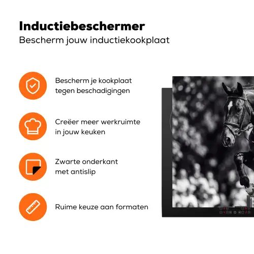 Springen - Paard - Zwart - Wit Inductie beschermer vinyl 3mm klein -zzzzzzz-td-ups