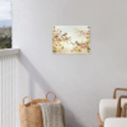 Takken - Bloemen - Vogeltjes - Roze tuinposter los doek klein -sfeer8