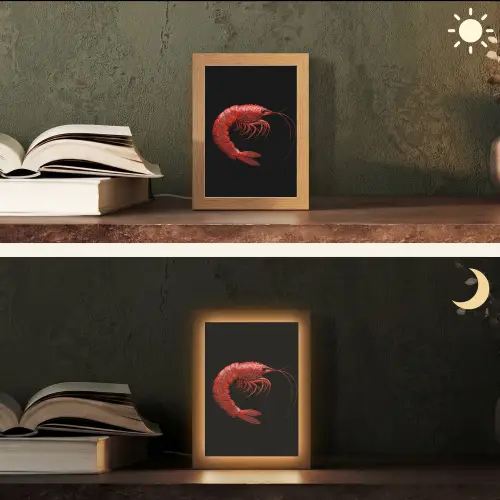 Garnaal - Rood - Dieren Light Box met kabel (Tafellamp) klein -sfeer3