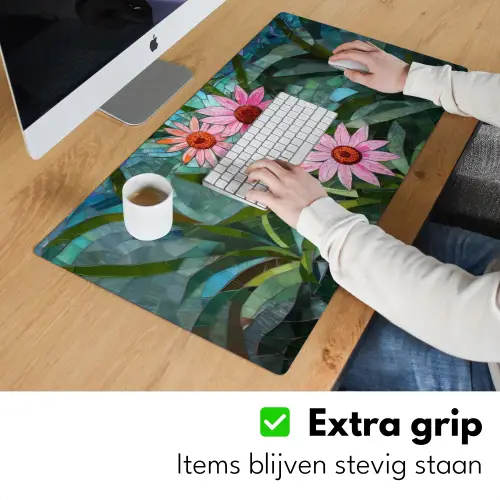 Bloemen - Roze - Glasmozaïek Muismat XXL klein -sfeer3